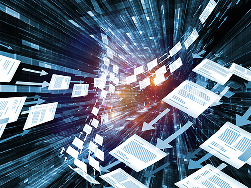 Document Swirl series. Arrangement of document pages and virtual space on the subject of office work, science, technology and information processing